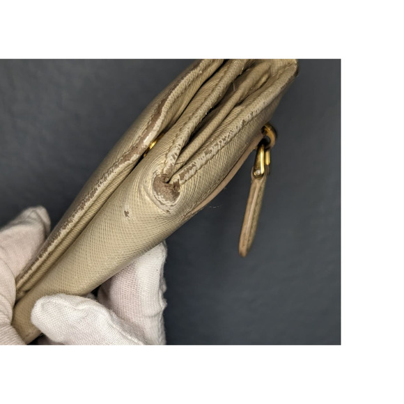 Prada Saffiano Leather Long Bifold Wallet Off White Authentic - Picture 14 of 16